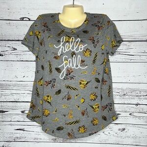 Maurices NWT Size M Hello Fall - Leaf Print Graphic Knit Top Tee Shirt